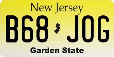 NJ license plate B68JOG