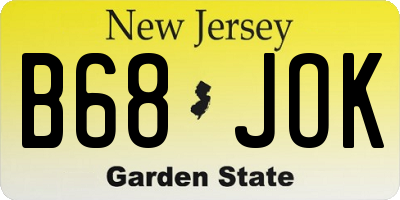 NJ license plate B68JOK