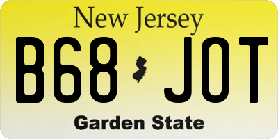 NJ license plate B68JOT