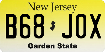 NJ license plate B68JOX