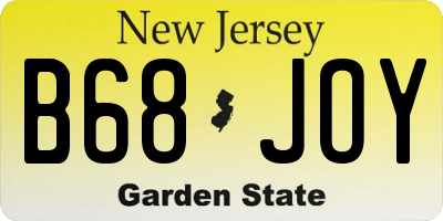 NJ license plate B68JOY