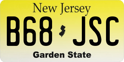 NJ license plate B68JSC