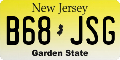 NJ license plate B68JSG
