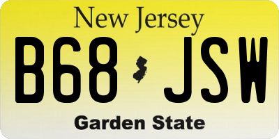 NJ license plate B68JSW