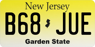 NJ license plate B68JUE