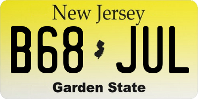NJ license plate B68JUL