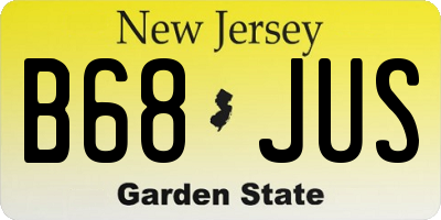 NJ license plate B68JUS
