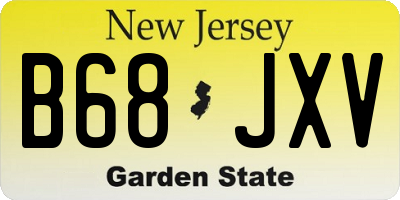 NJ license plate B68JXV