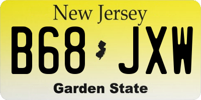 NJ license plate B68JXW
