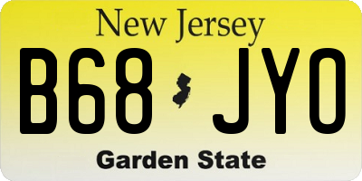 NJ license plate B68JYO