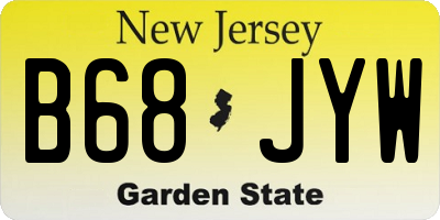 NJ license plate B68JYW
