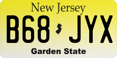 NJ license plate B68JYX
