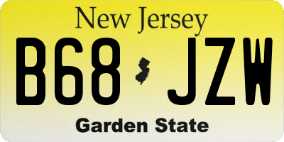NJ license plate B68JZW