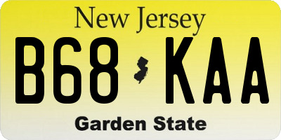 NJ license plate B68KAA
