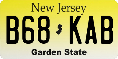NJ license plate B68KAB