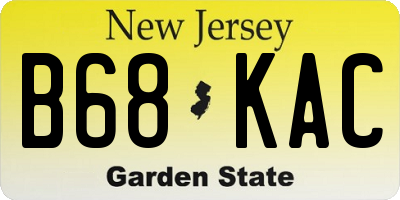 NJ license plate B68KAC