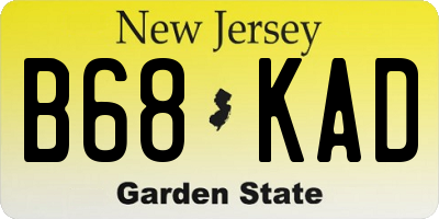 NJ license plate B68KAD