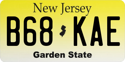 NJ license plate B68KAE