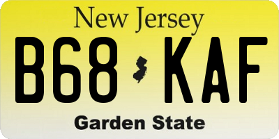 NJ license plate B68KAF