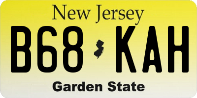 NJ license plate B68KAH