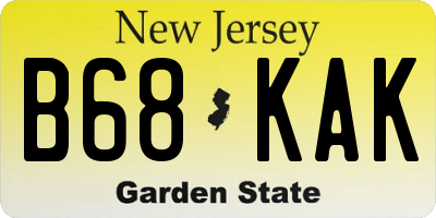 NJ license plate B68KAK