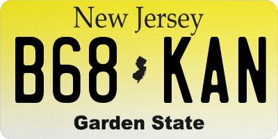 NJ license plate B68KAN