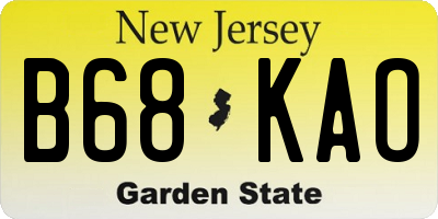 NJ license plate B68KAO