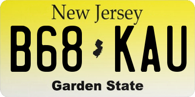 NJ license plate B68KAU