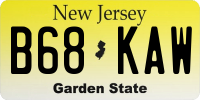 NJ license plate B68KAW