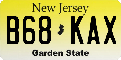 NJ license plate B68KAX