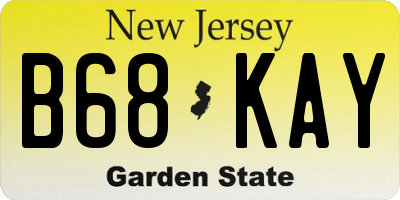 NJ license plate B68KAY