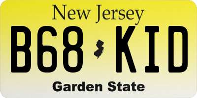 NJ license plate B68KID