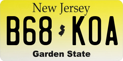 NJ license plate B68KOA