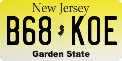 NJ license plate B68KOE