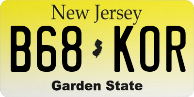 NJ license plate B68KOR