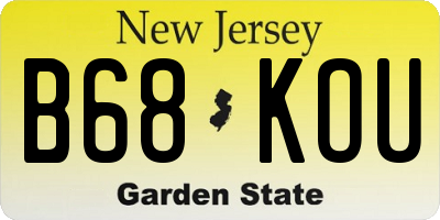 NJ license plate B68KOU