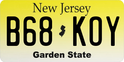 NJ license plate B68KOY