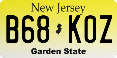 NJ license plate B68KOZ
