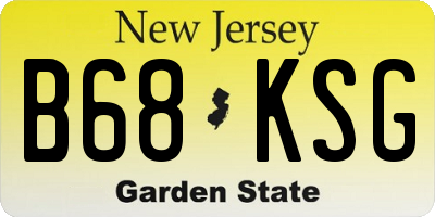 NJ license plate B68KSG