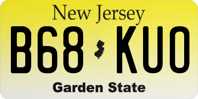 NJ license plate B68KUO