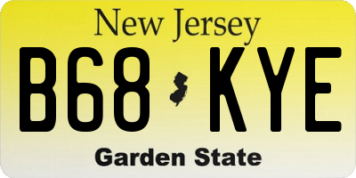 NJ license plate B68KYE