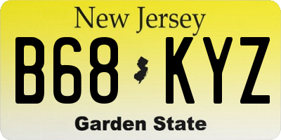 NJ license plate B68KYZ
