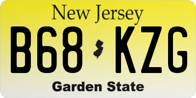 NJ license plate B68KZG