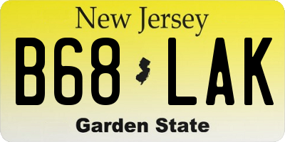 NJ license plate B68LAK