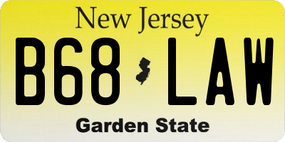 NJ license plate B68LAW