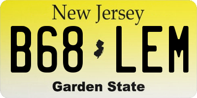 NJ license plate B68LEM