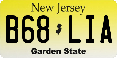NJ license plate B68LIA