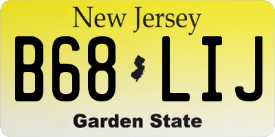 NJ license plate B68LIJ