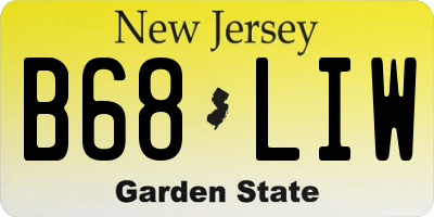 NJ license plate B68LIW