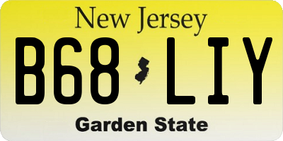 NJ license plate B68LIY